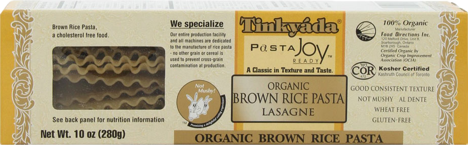 Tinkyada Organic Brown Rice Pasta Lasagne